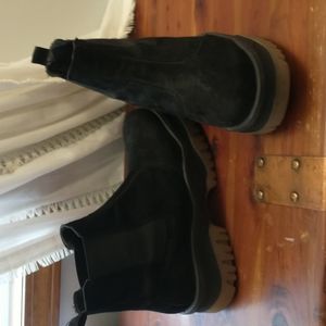 ASOS chunky platform faux suede black boots size 9, eu size 40